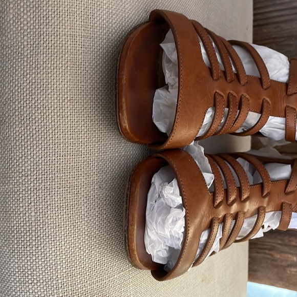 Saint Laurent Knee High Gladiator Sandals Brown SZ 38.5 - Picture 7 of 10
